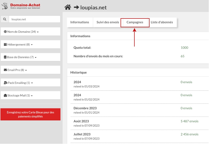 Envoyer une campagne d'emailing etape 1