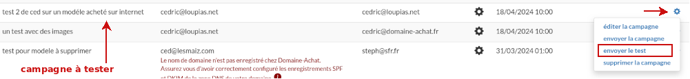 tester une campagne d'emailing etape 2