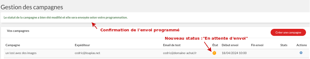 Envoyer une campagne d'emailing etape 4