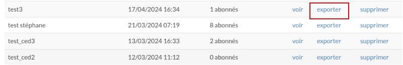 Exporter une liste d'abonnés
