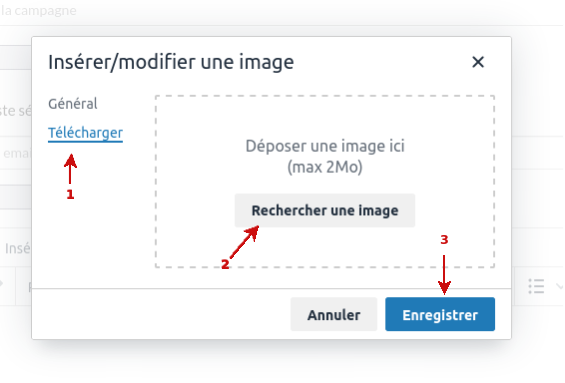 Importer un modèle de campagne dans votre outil d'emailing etape 6
