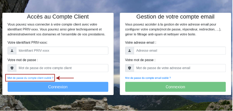oublie mot de passe espace client