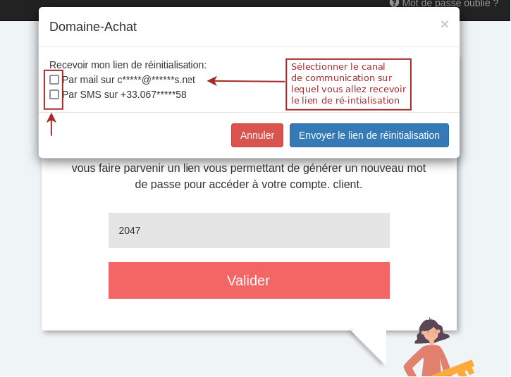 oublie mot de passe espace client