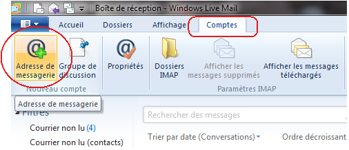 installer une adresse e-mail sur Windows Live Mail